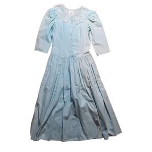Eber San Francisco Vintage Coquette Peter Pan‎ Collar Peasant Maxi Dress 5